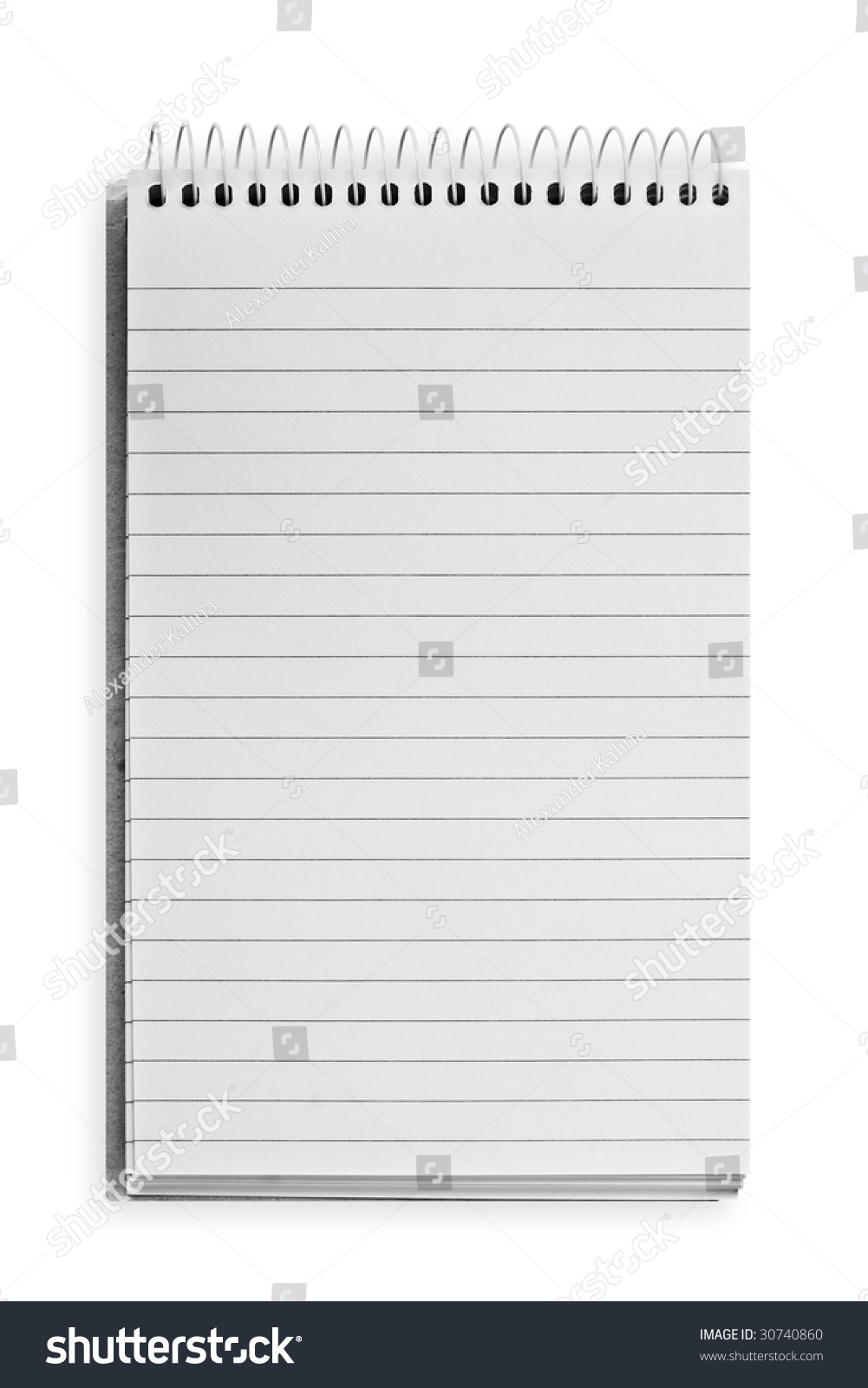 Blank Background. Paper Spiral Notebook Isolated On White Stock Photo ...