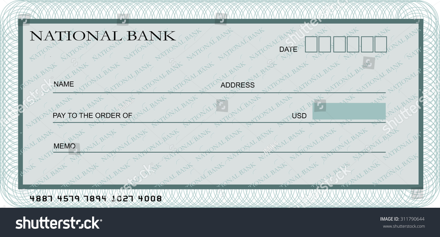 Blank Bank Cheque Template Shades Green Stock Illustration 311790644 ...