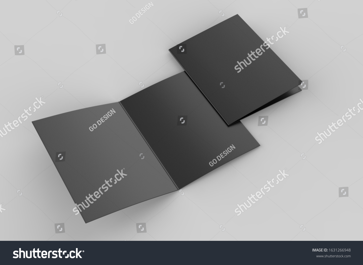 Blank Bi Fold Card Template 3d: ภาพประกอบสต็อก 1631266948