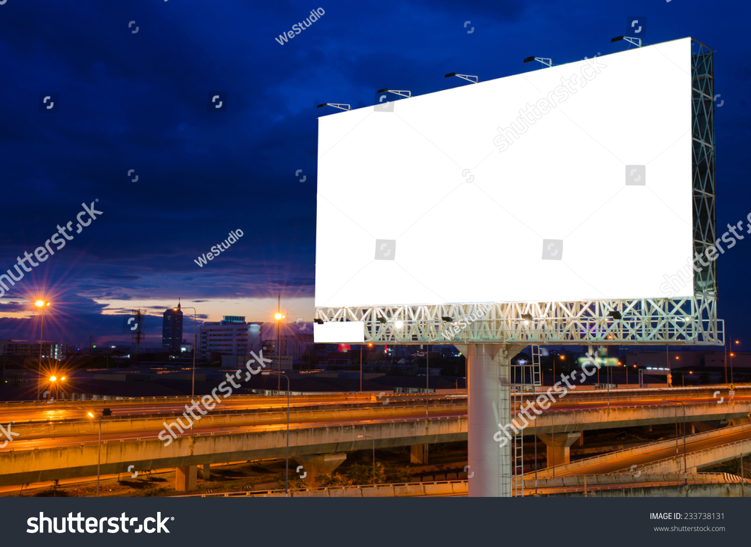 Blank Billboard At Night For Advertisement. Stock Photo 233738131 ...