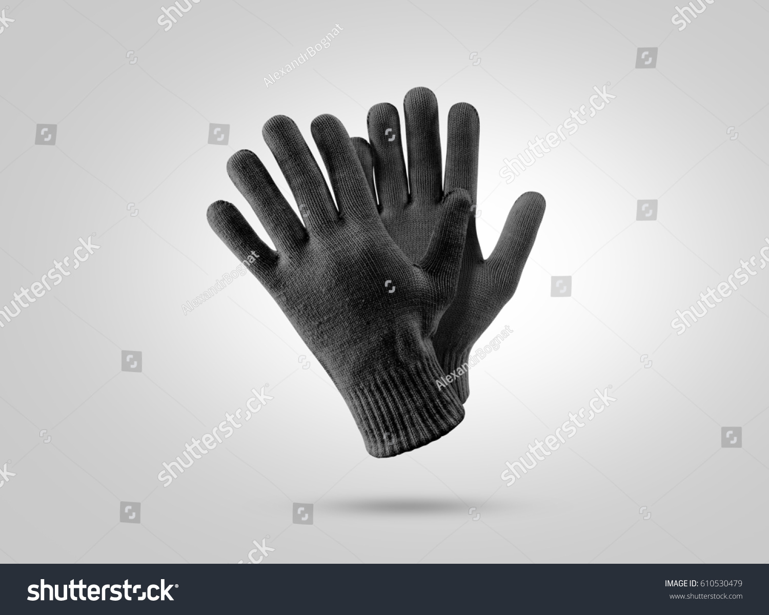 Blank Black Knitted Winter Gloves Mockup Stock Photo 610530479