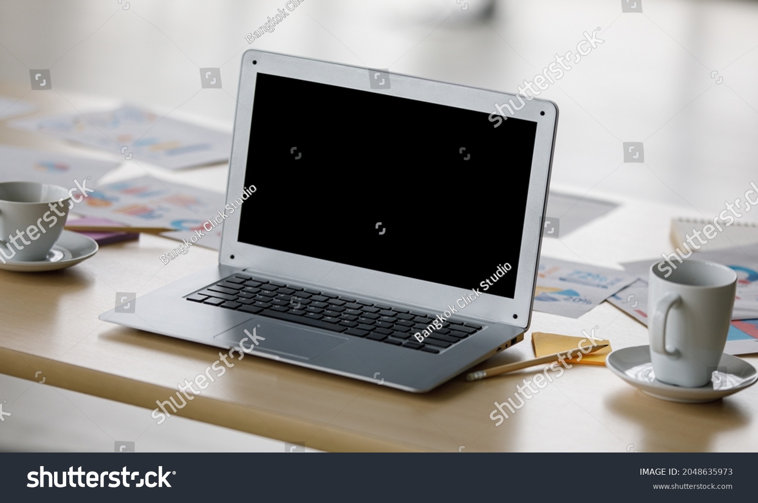 Blank Black Screen Monitor Laptop Notebook Stock Photo 2048635973