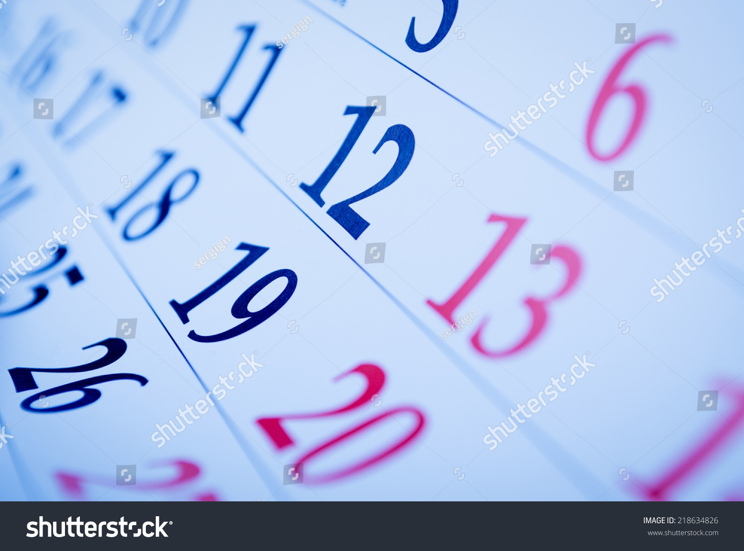 Blank Calendar Squares Viewed Obliquely Focus Stock Photo 218634826 ...