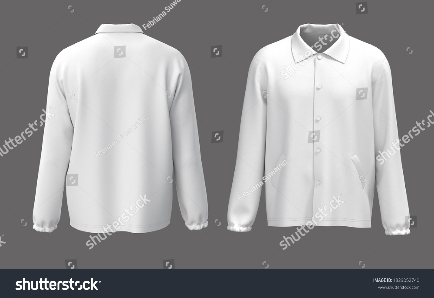 Blank Coach Jacket Mockup Front Back Stock Illustration 1829052740 ...