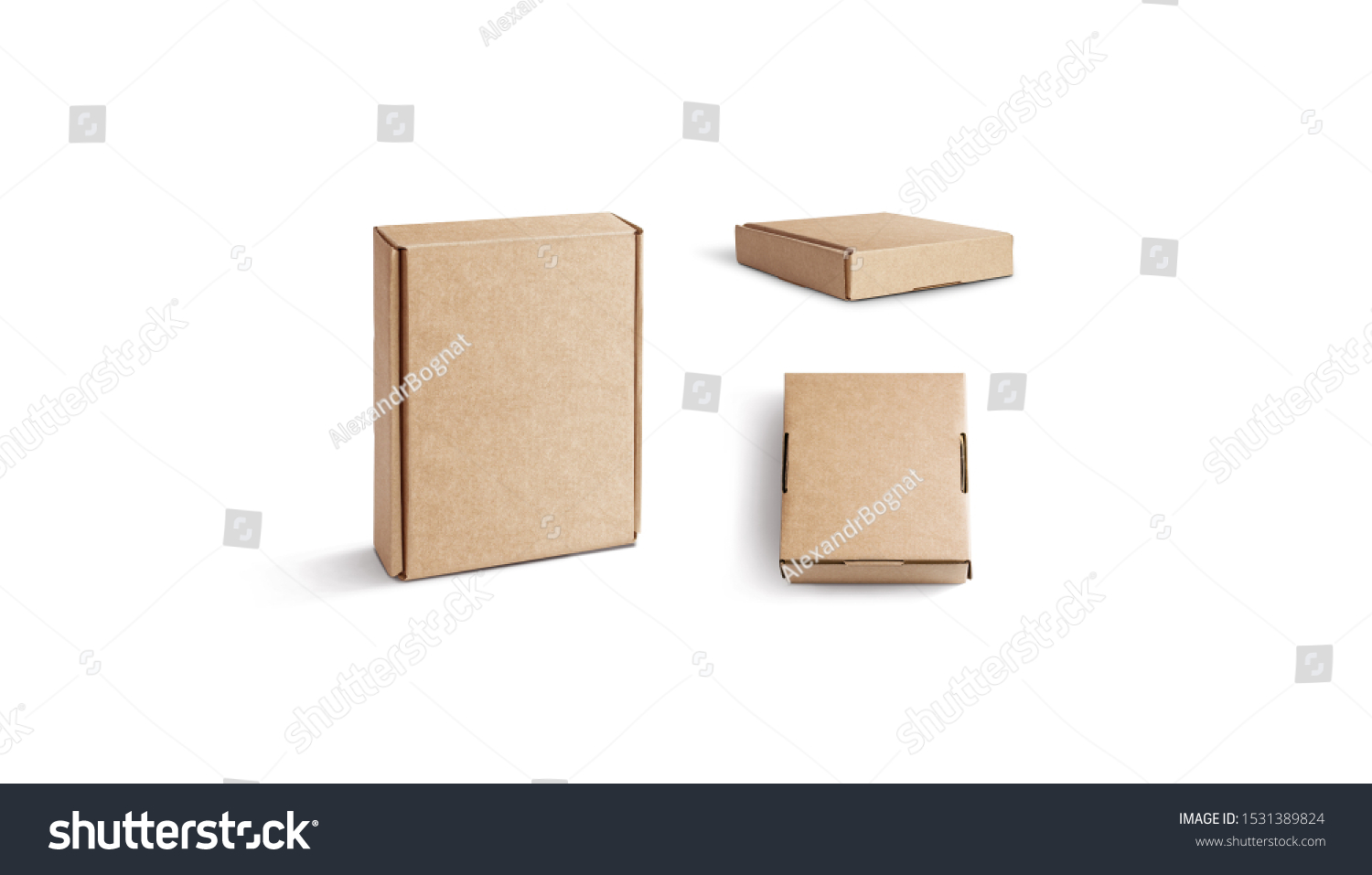 Blank Craft Corrugated Box Mock Isolated Stock Photo 1531389824