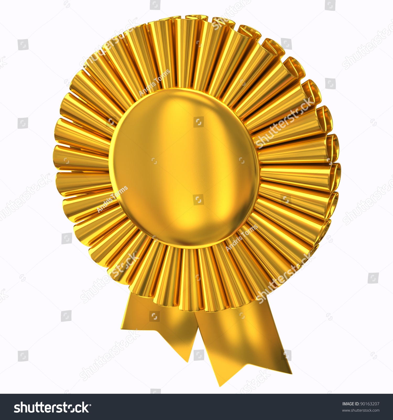 Blank Golden Award Ribbon Rosette 3d Stock Photo 90163207 : Shutterstock