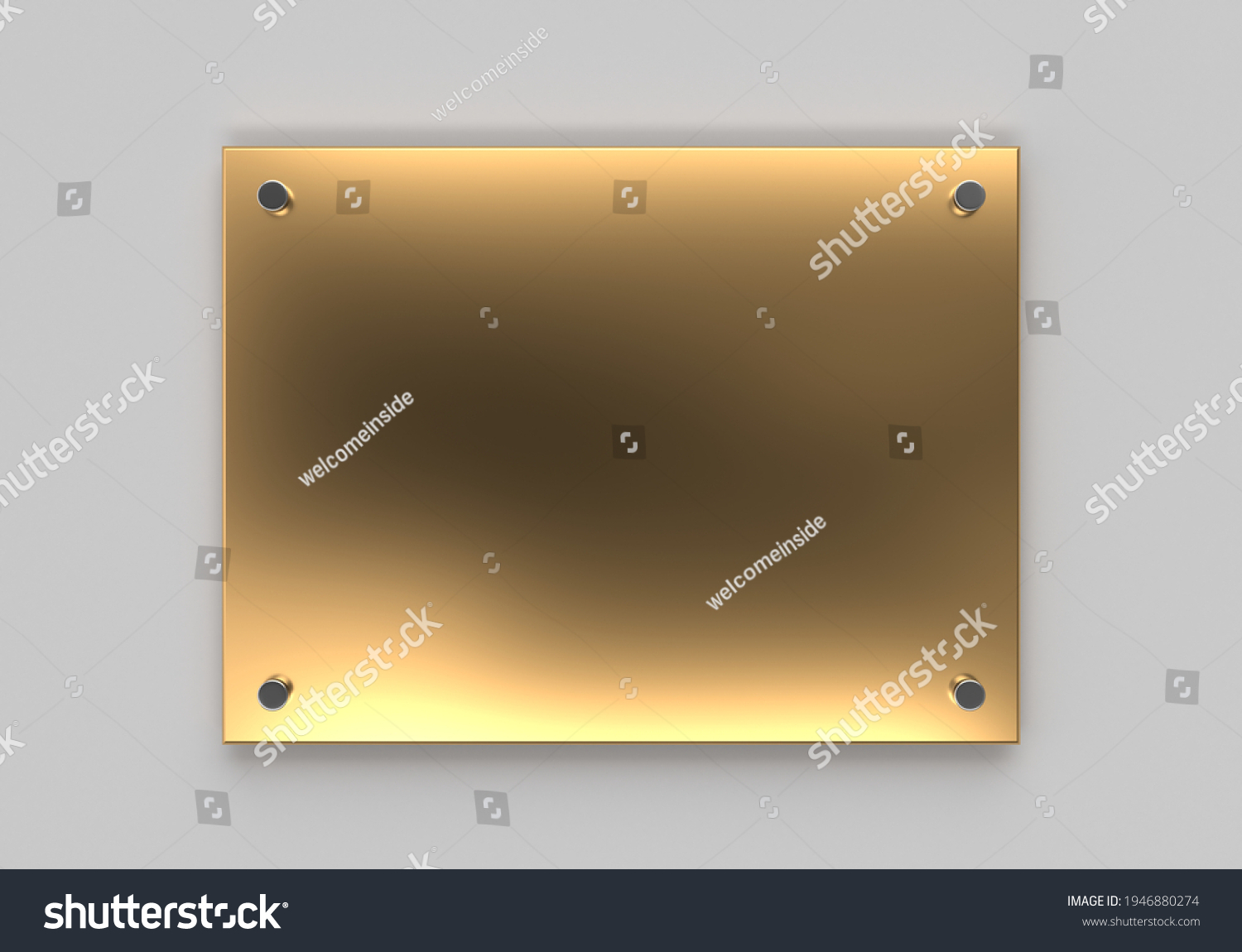 Blank Golden Metall Nameplate Template Corporate Stock Illustration