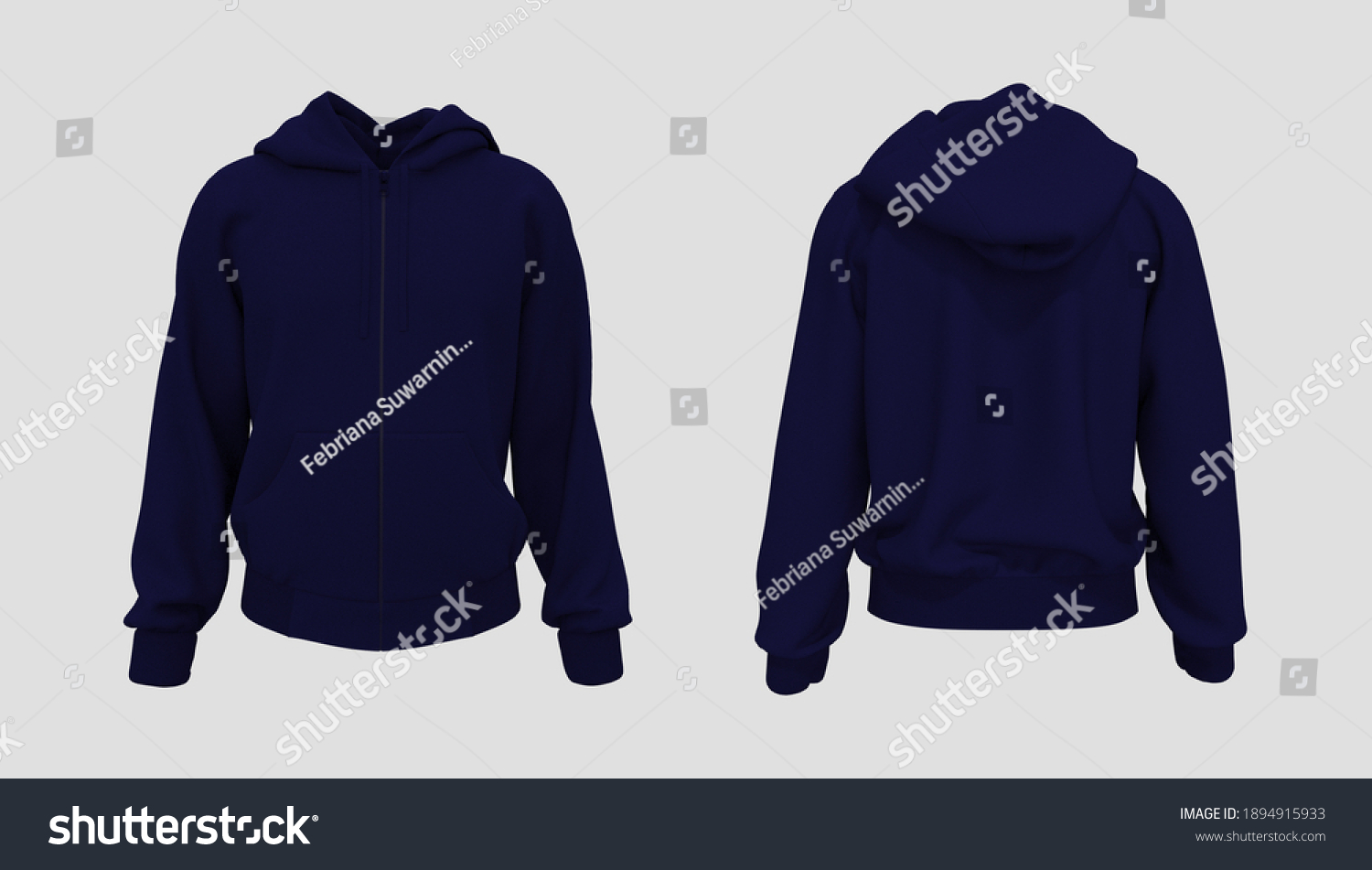 Blank Hooded Sweatshirt Mockup Zipper Front Stock Illustration ...