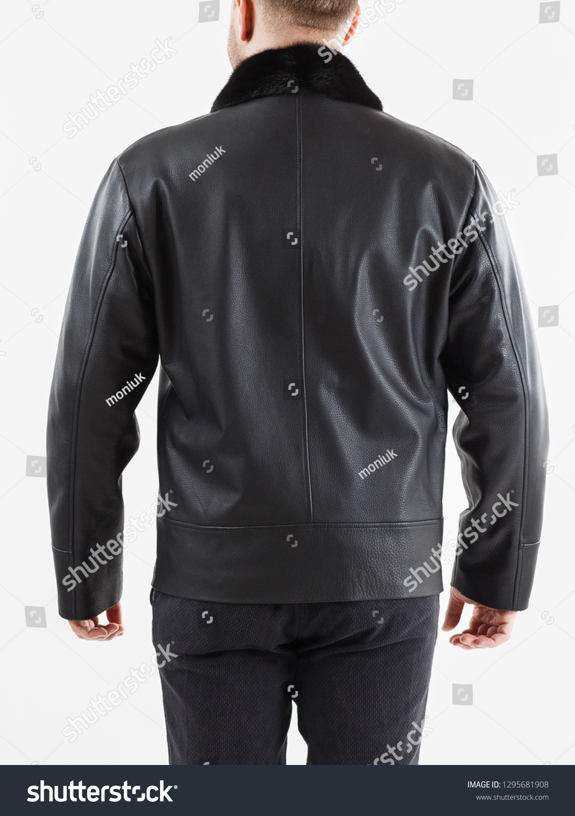 Download Blank Leather Jacket Mock Front Back Stock Photo Edit Now 1295681908