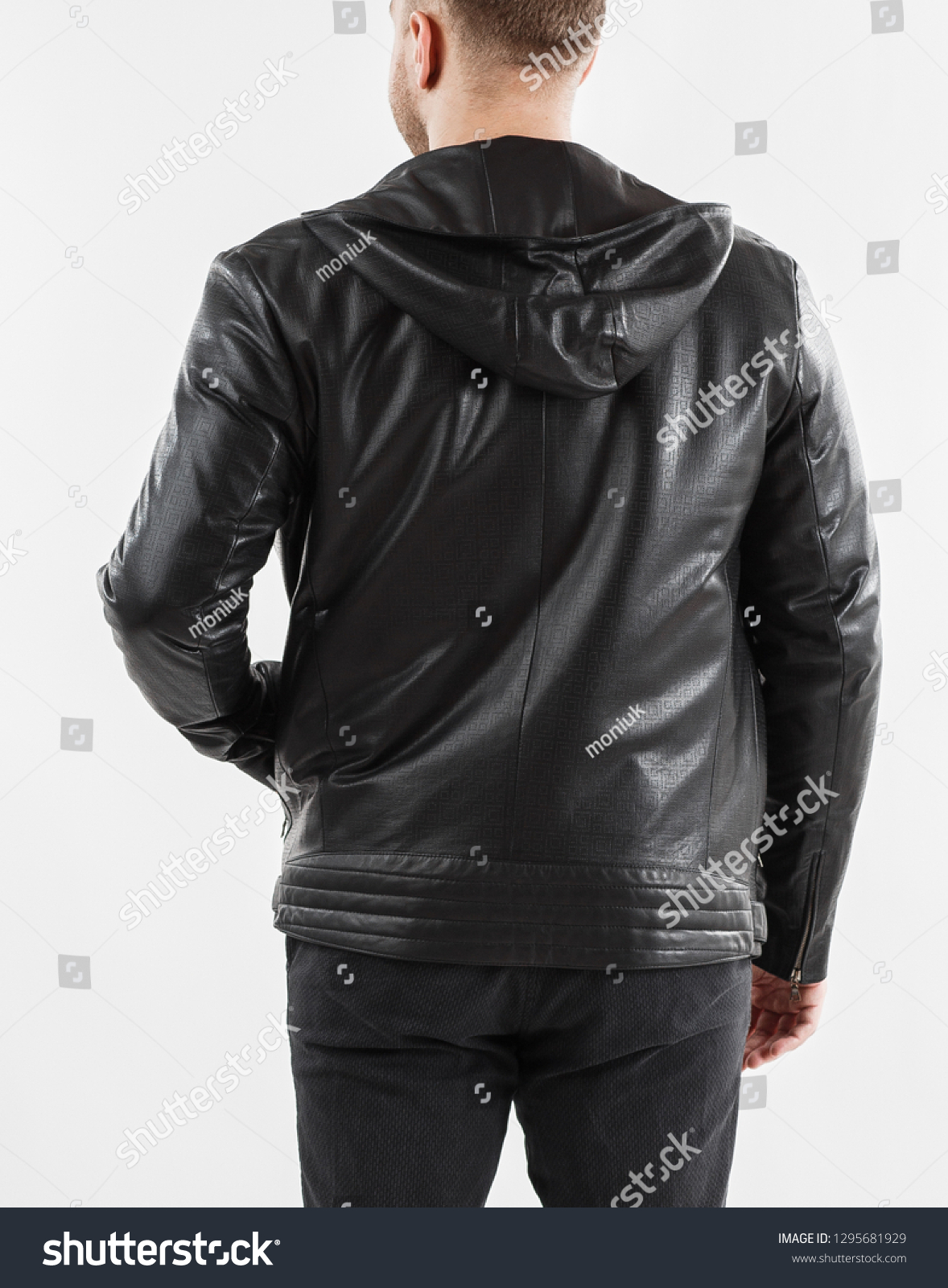 Download Blank Leather Jacket Mock Front Back Stock Photo Edit Now 1295681929