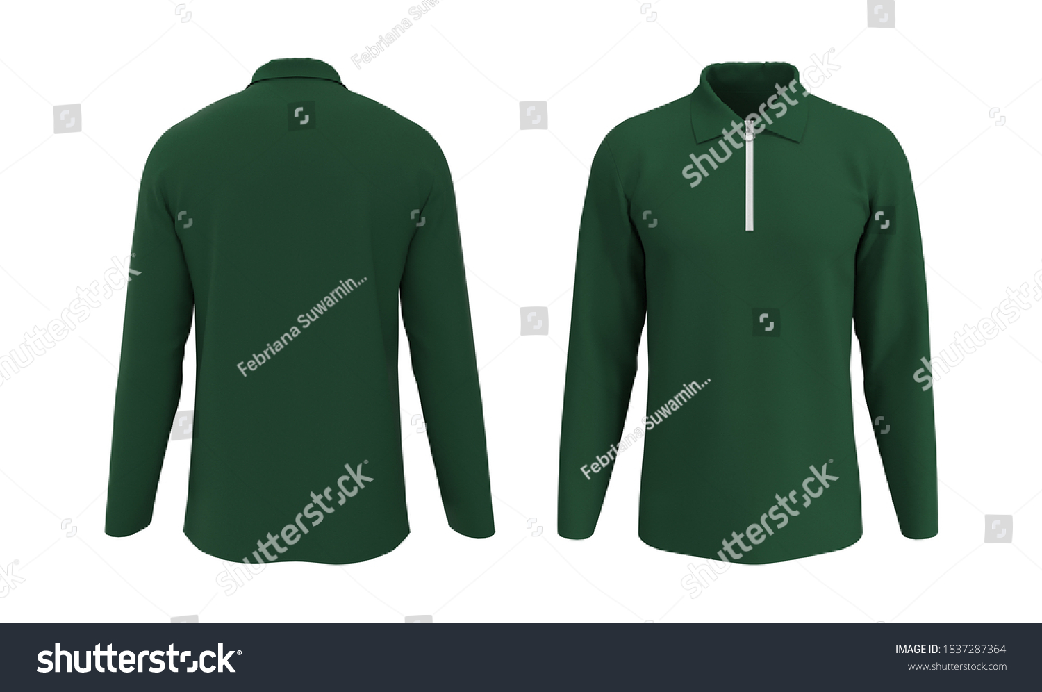 Blank Long Sleeves Collared Shirt Half Stock Illustration 1837287364