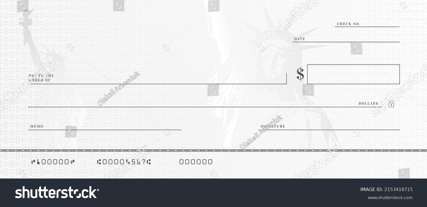 Blank Money Check Template Fake Stimulus Stock Illustration 2153418715 ...