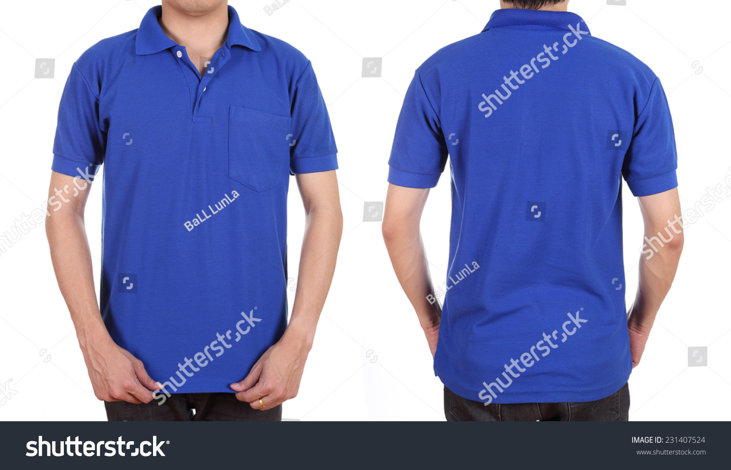 Blank Polo Shirt Set (Front, Back) On Man Isolated On White Background ...