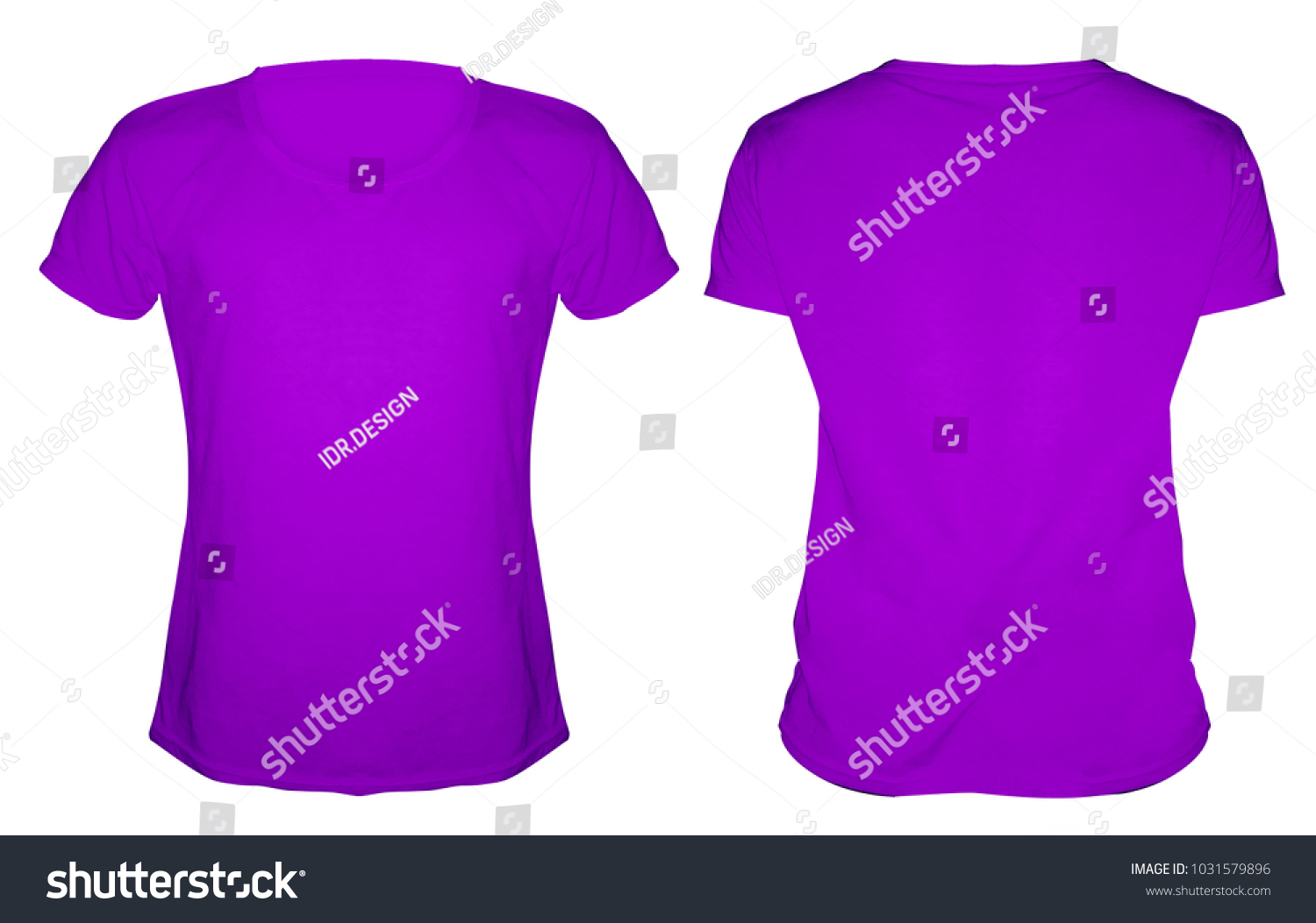 Blank Purple Tshirt Front Back Mockup Foto De Stock