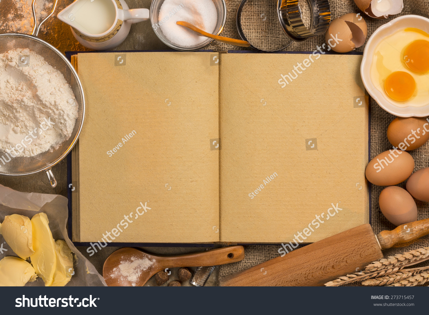 Blank Recipe Book Pages Space Text Food And Drink Stock Image