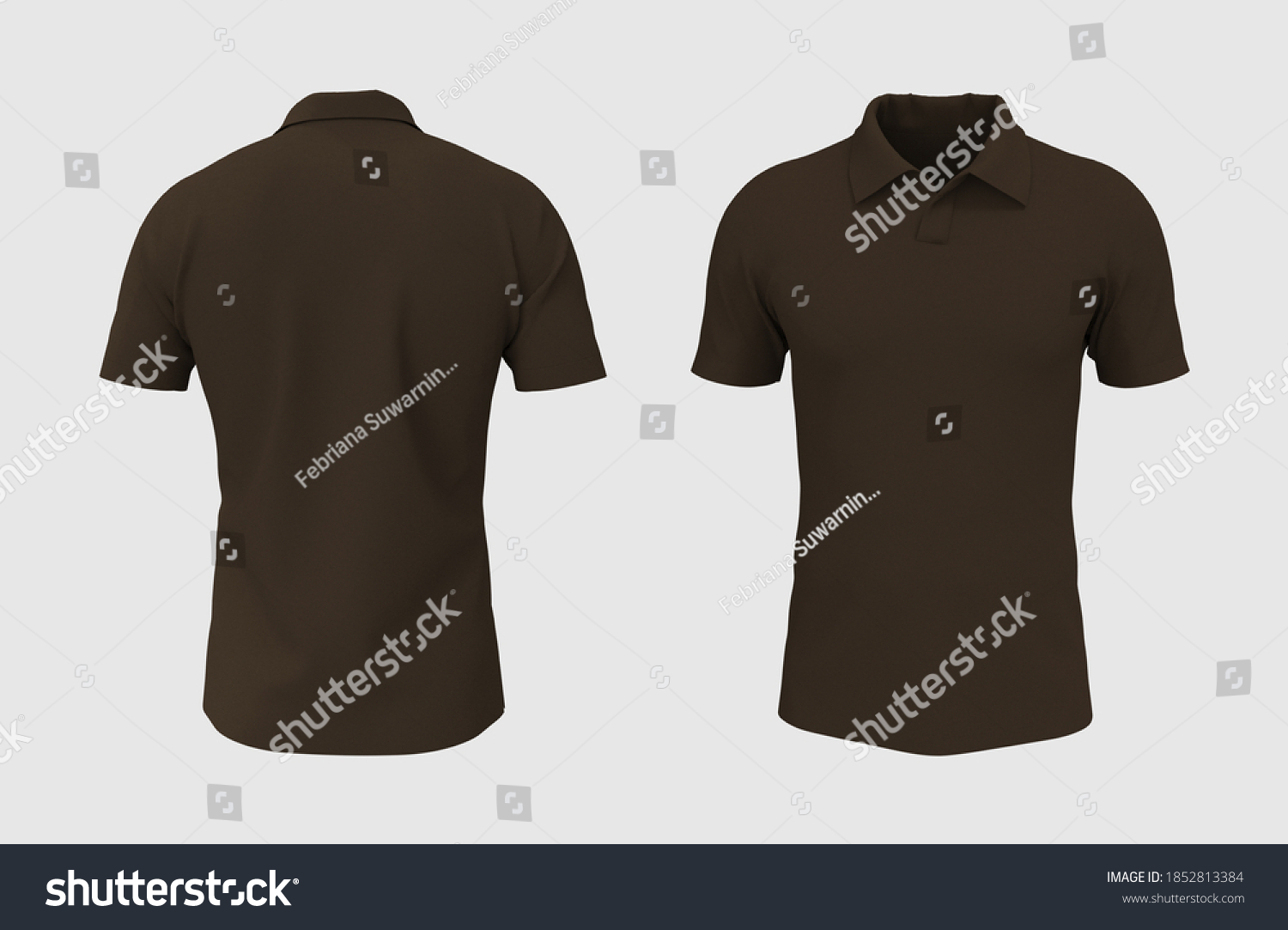 Blank Short Sleeve Collared Shirt Mockup Stock Illustration 1852813384 ...