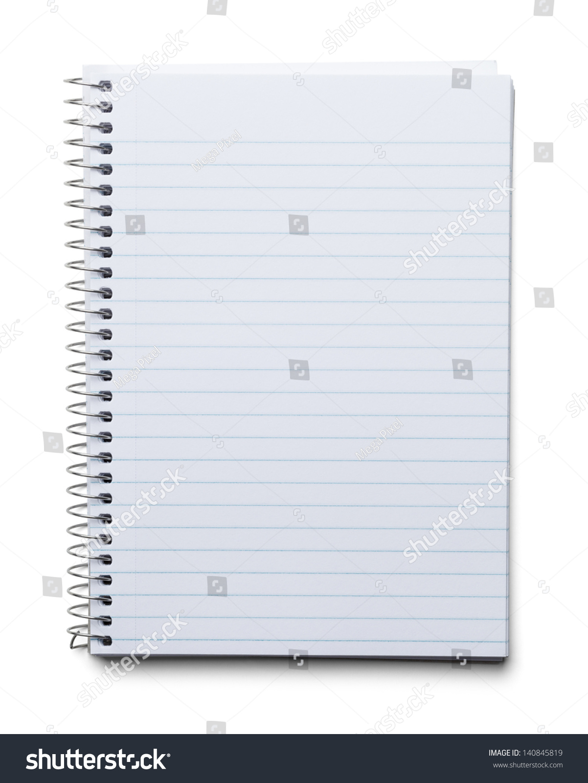Blank Spiral Notebook With Line Paper Isolated On A White Background ...