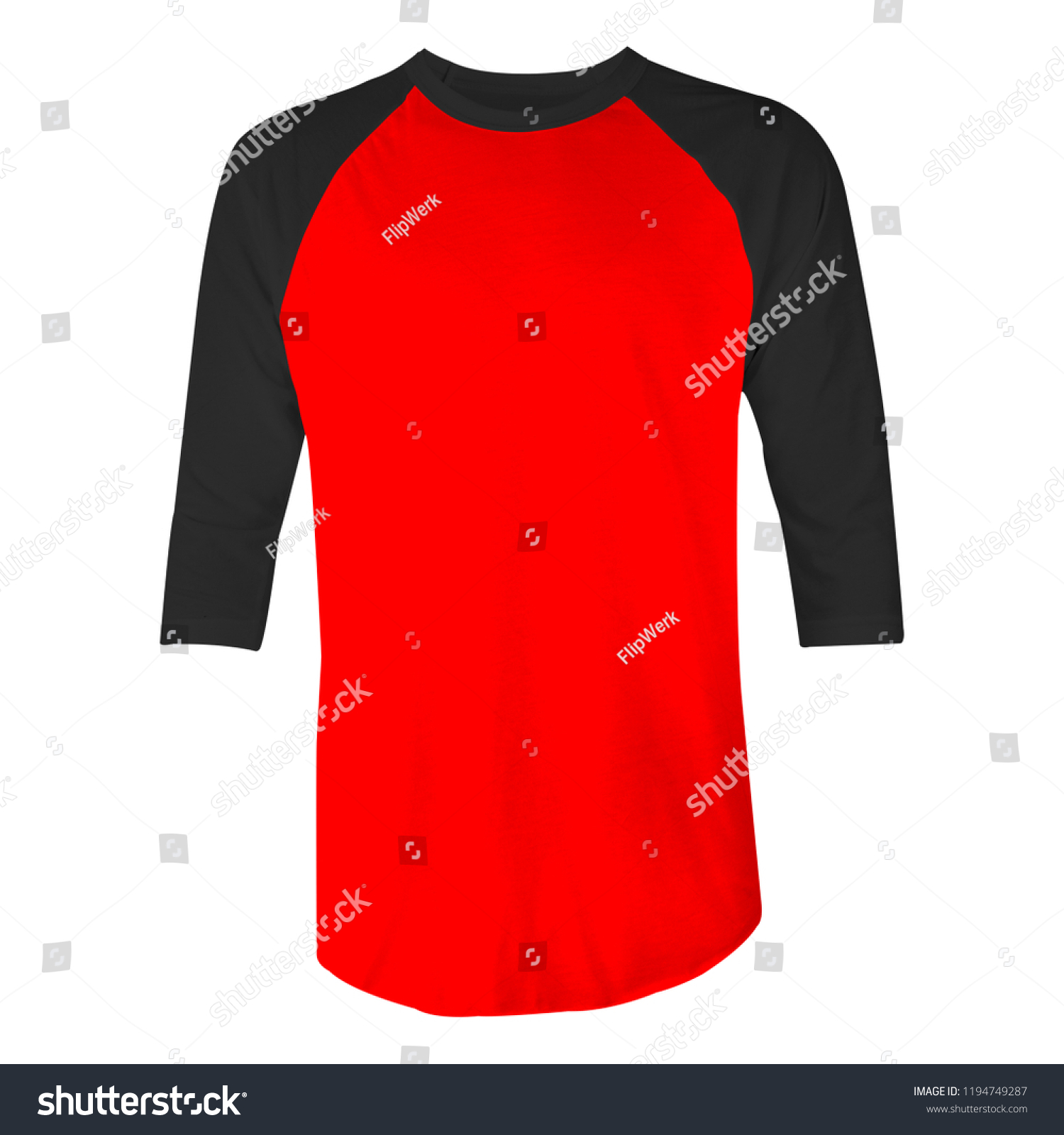 Download Blank Tshirt Raglan 34 Sleeves Red Stock Photo Edit Now 1194749287