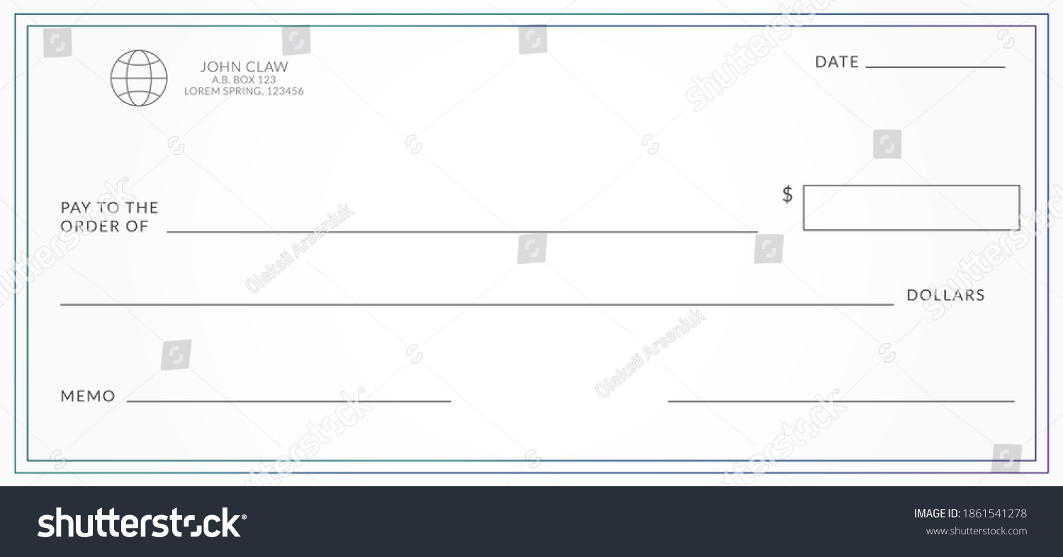 Blank Template Bank Check Checkbook Cheque Stock Illustration ...