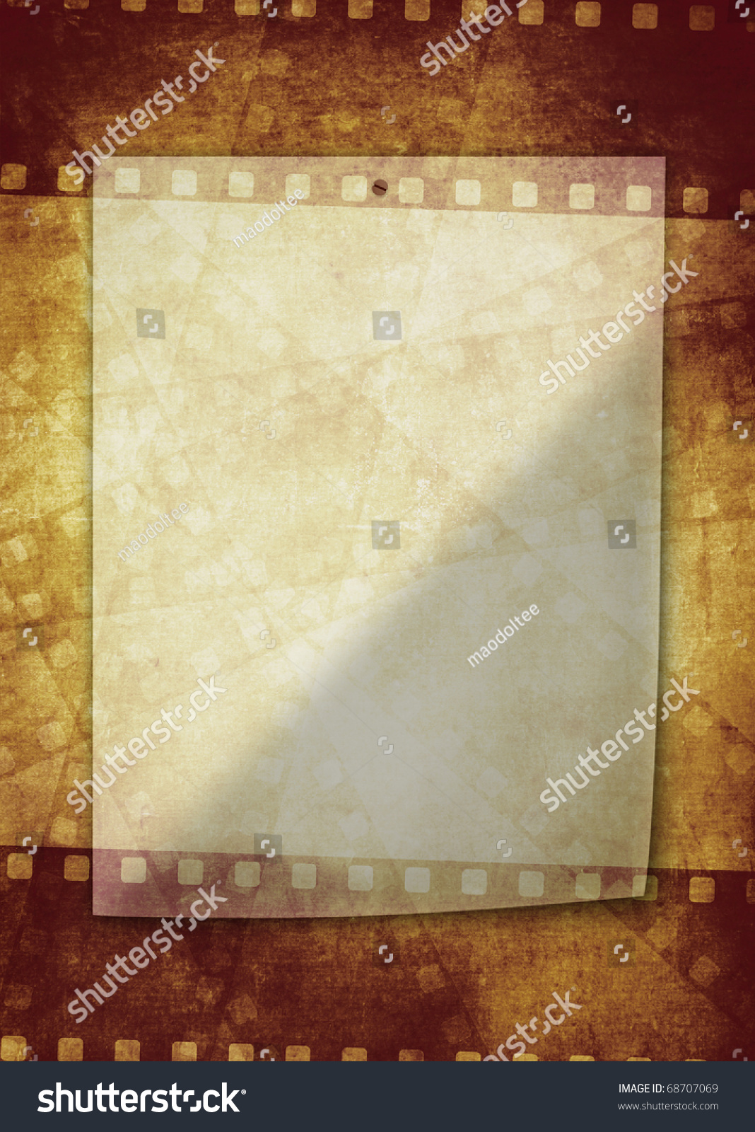 Blank Transparent Paper On Grunge Film Strip Background Stock Photo ...