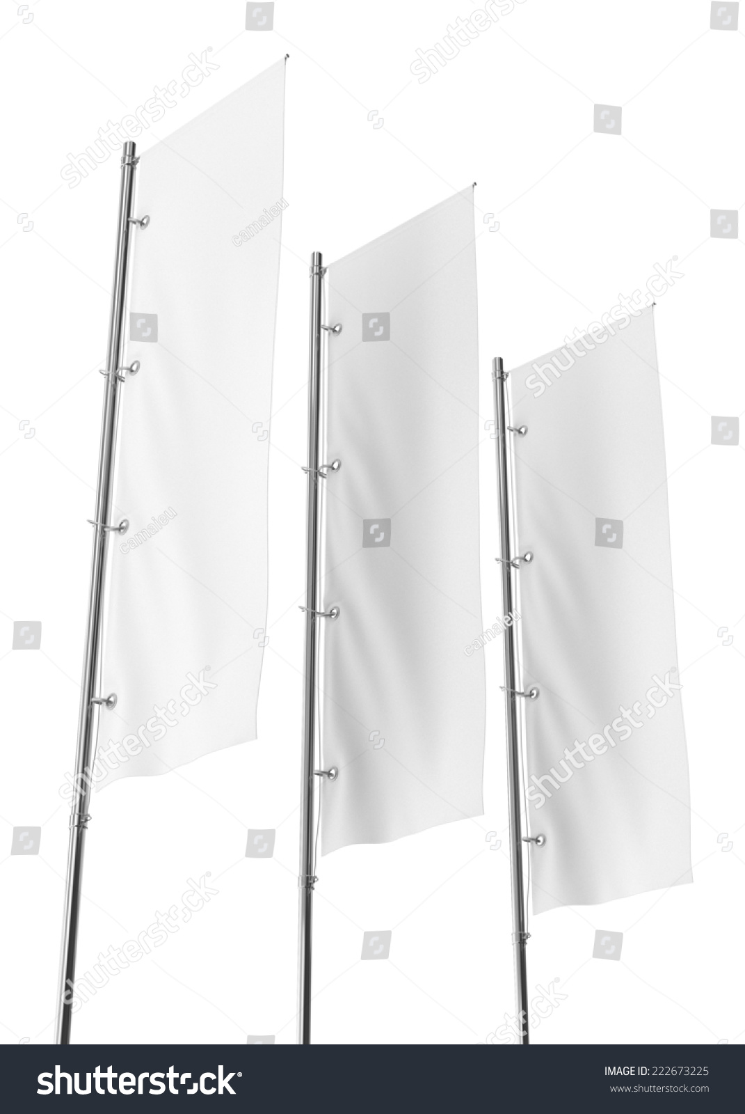 Blank Vertical Flag On A Pole For Customizing. Template Stock Photo ...