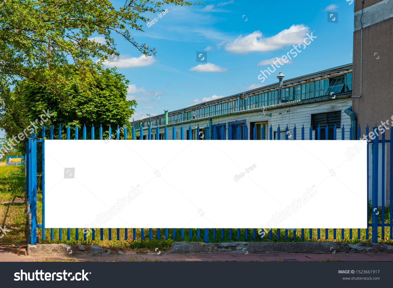 Download Blank White Banner Mockup Mounted On Buildings Landmarks Stock Image 1523661917 PSD Mockup Templates