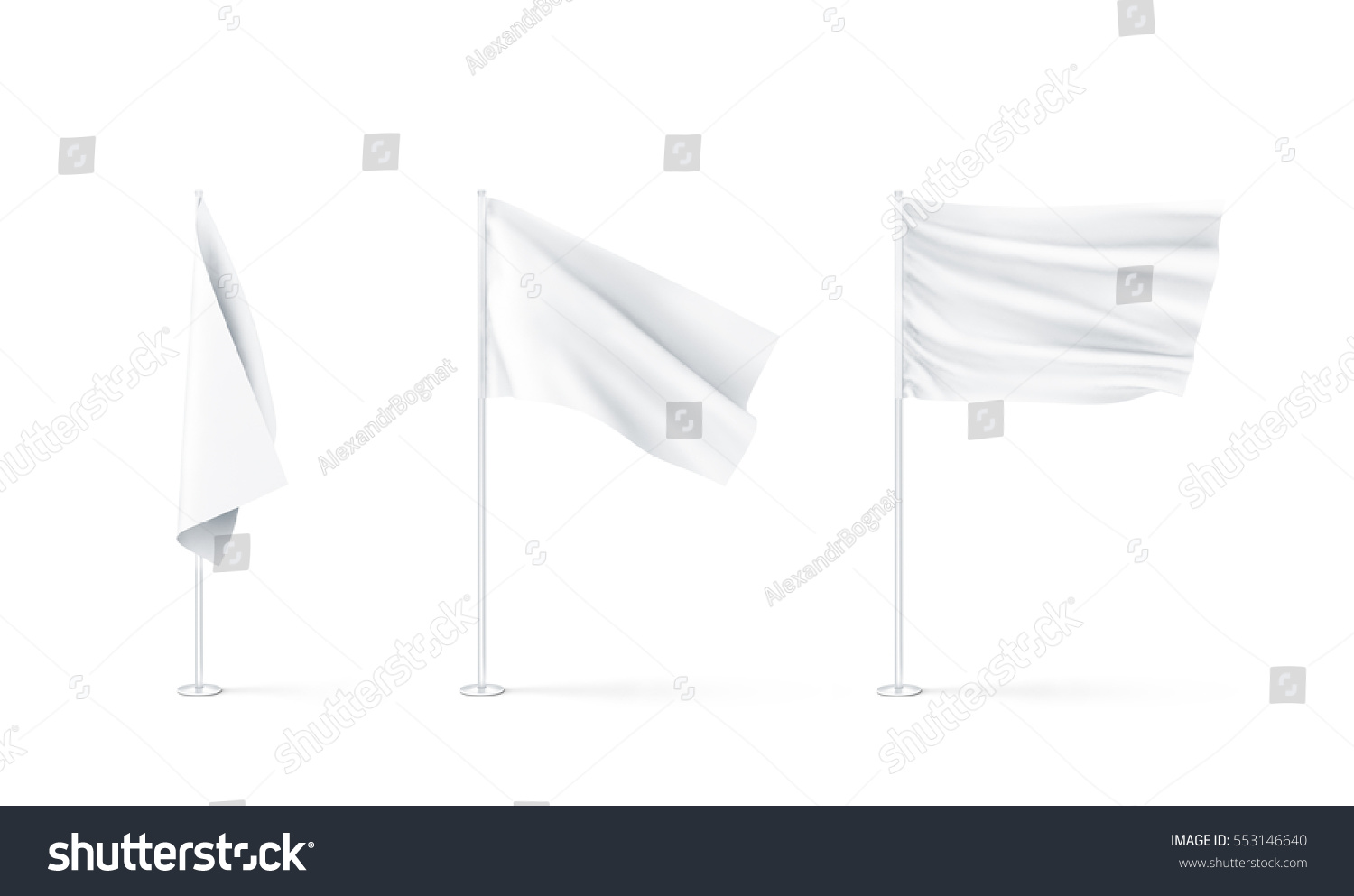 Blank White Flags Mockup Set Plain Stock Illustration 553146640 ...