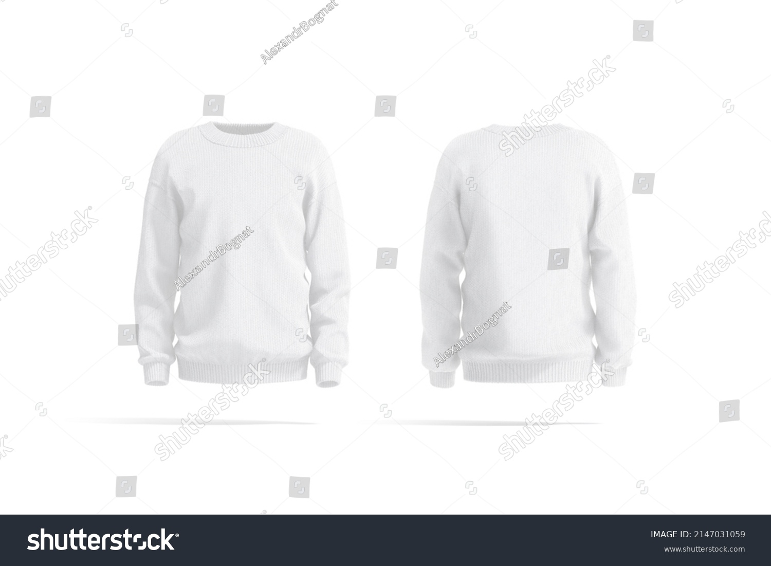 Blank White Knitted Sweater Mockup Front Stock Illustration 2147031059 ...