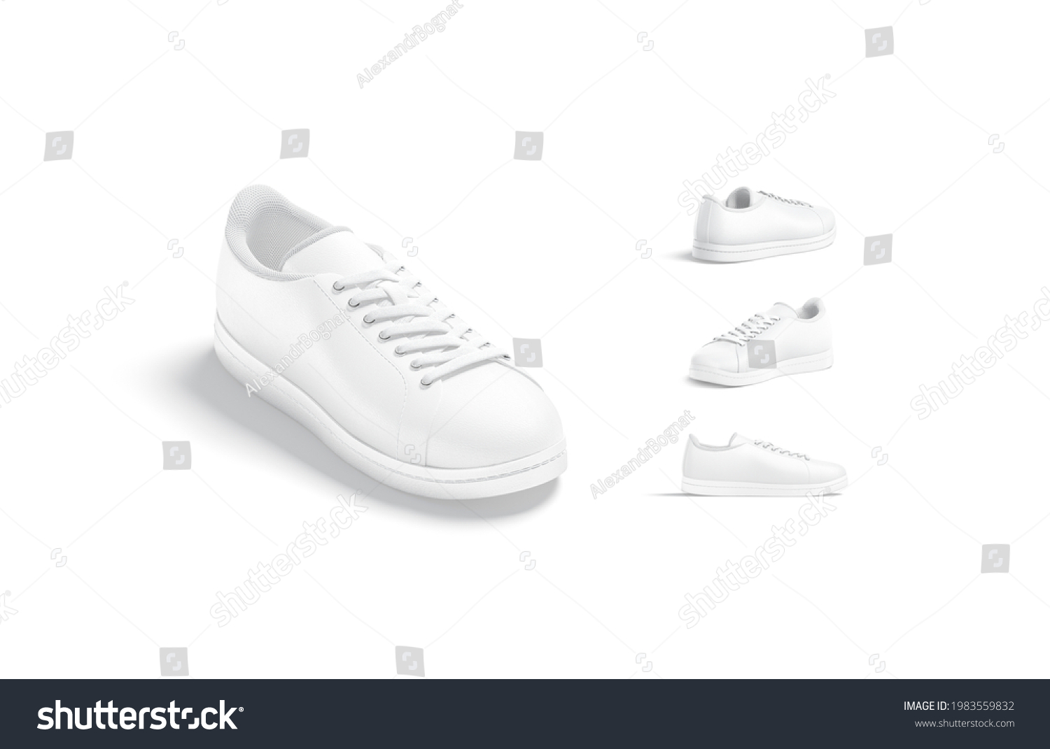 Blank White Leather Sneakers Lace Mockup Stock Illustration 1983559832 ...