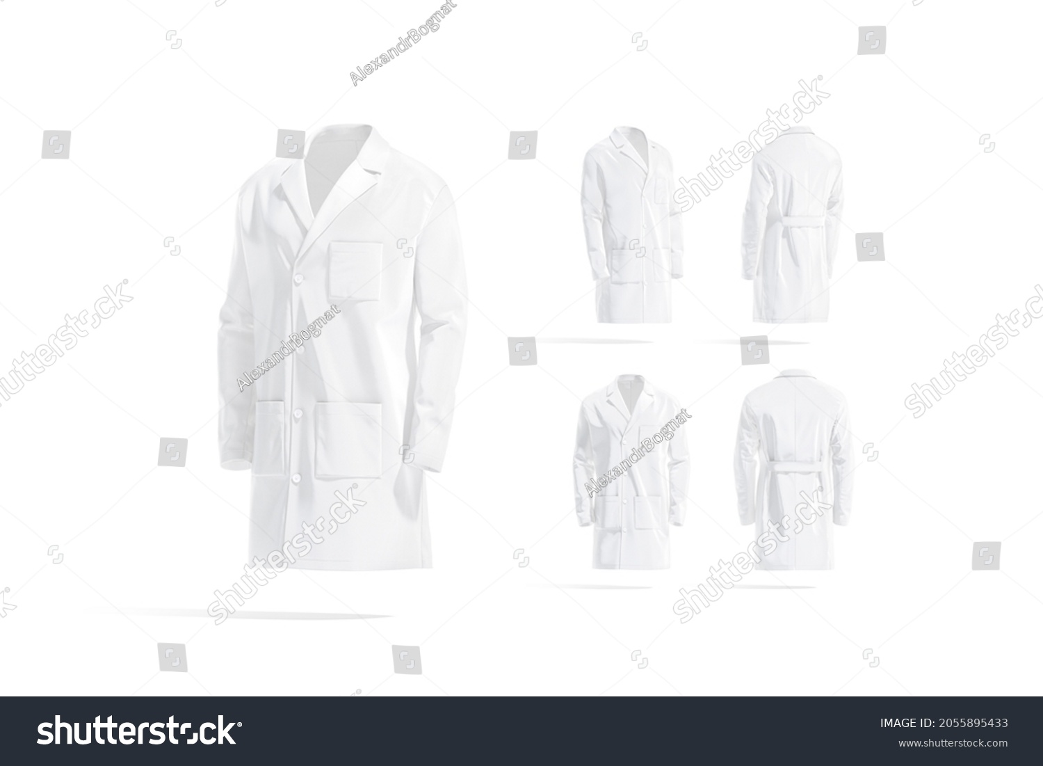 Blank White Medical Lab Coat Mockup: ilustrações stock 2055895433