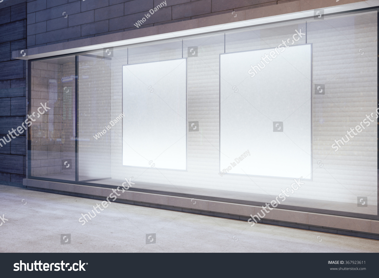 Download Blank White Posters Window On Night Stock Photo 367923611 - Shutterstock