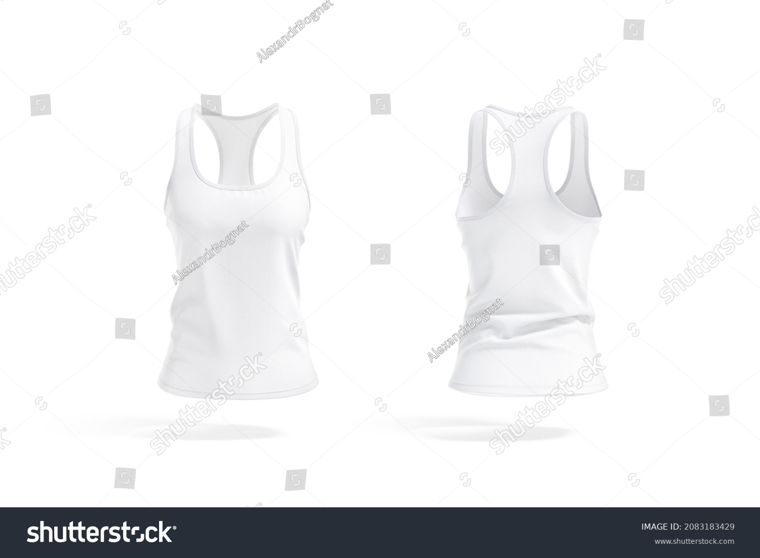 Blank White Women Racerback Tanktop Mockup Stock Illustration 2083183429