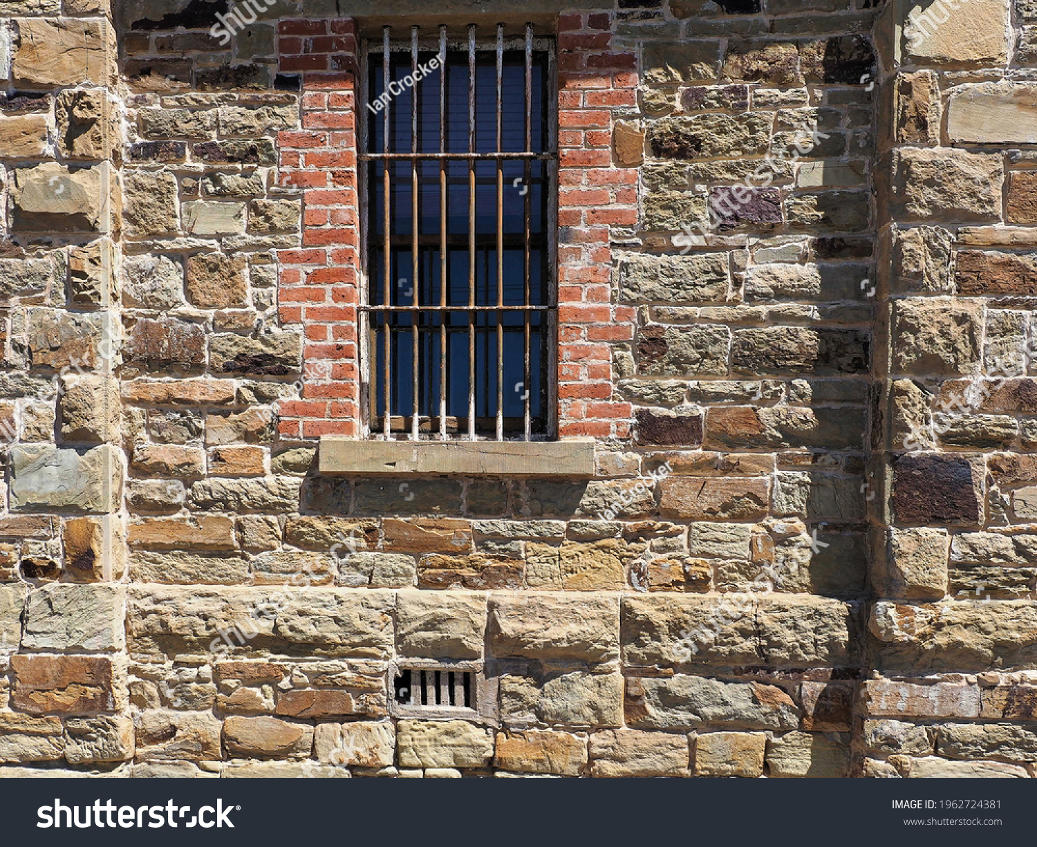 Block Stone Wall Iron Bar Window Stock Photo Edit Now