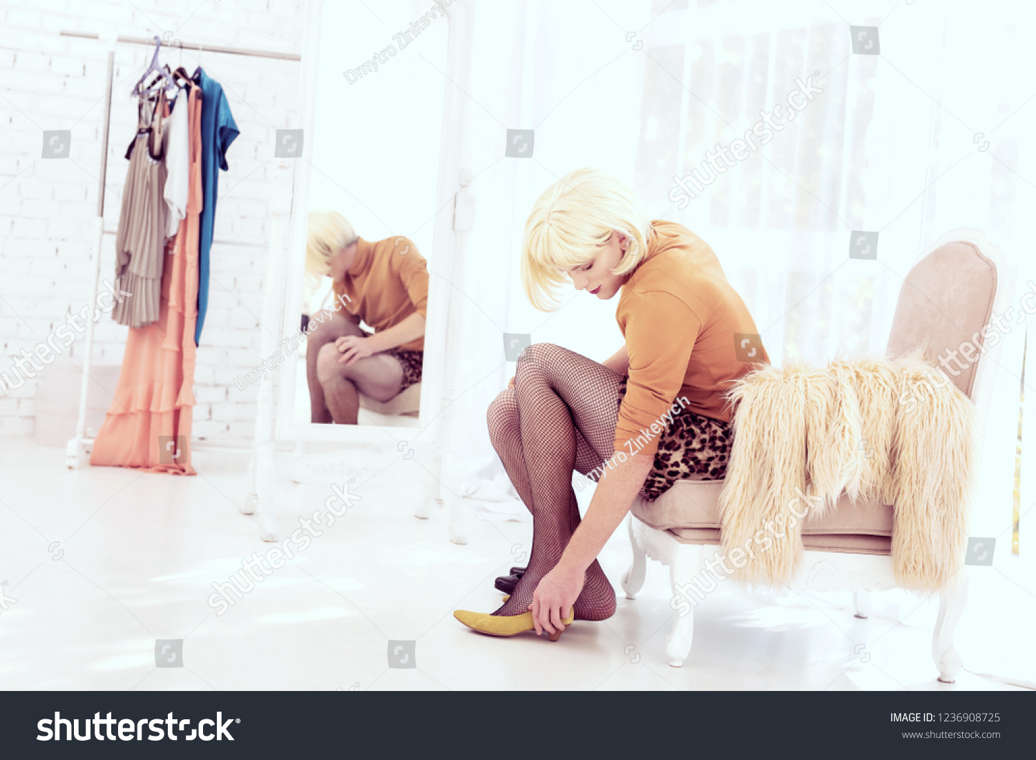 Blond Short Wig Fit Young Crossdresser Stock Photo Edit Now