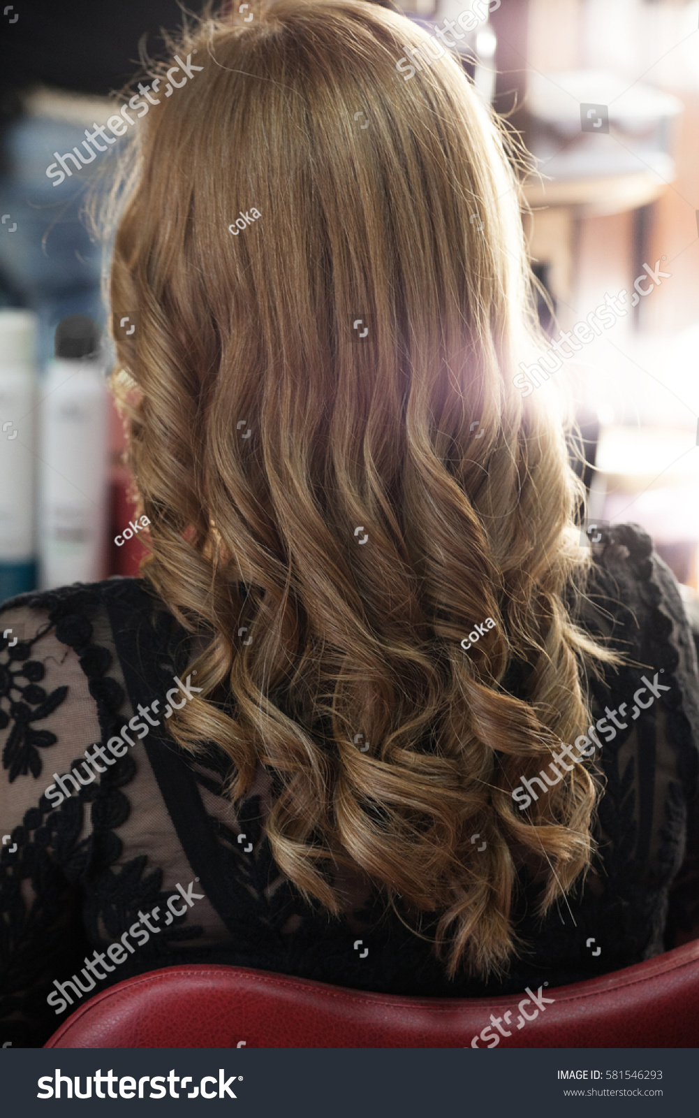 Blond Woman Long Hair Hair Studio Stockfoto Jetzt