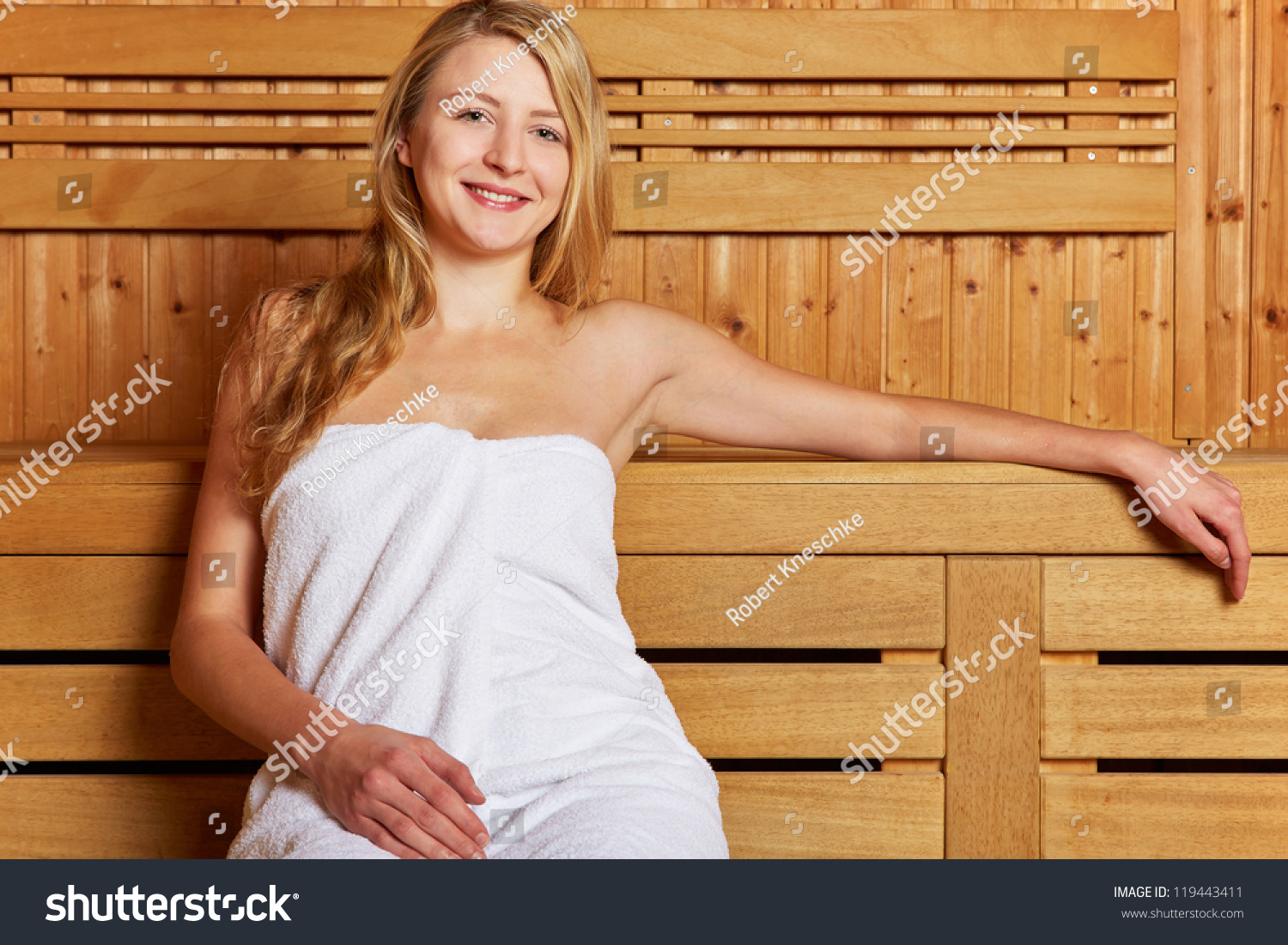 Sauna blonde in Infrared Sauna