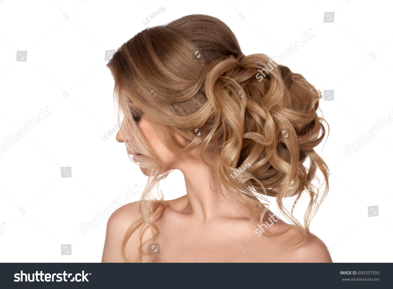 Blonde Girl Curly Hair Haircut Smooth Stock Photo Edit Now 600357593