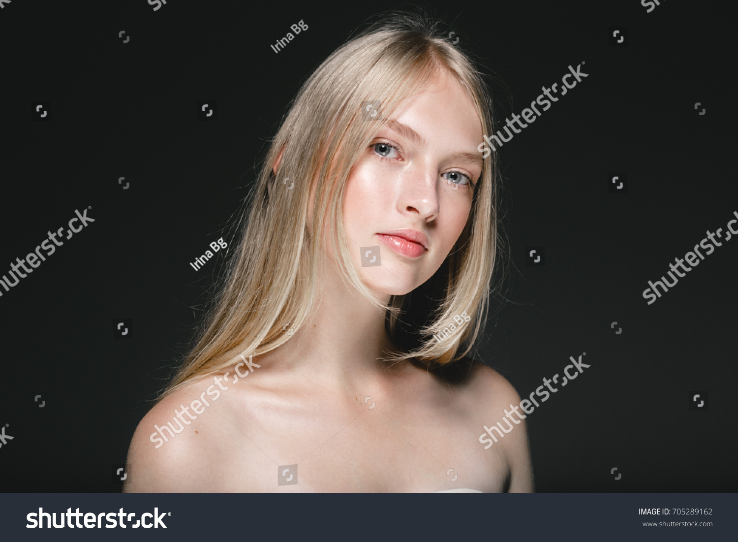 Blonde Girl Long Natural Hair Freckles Stock Photo Edit Now