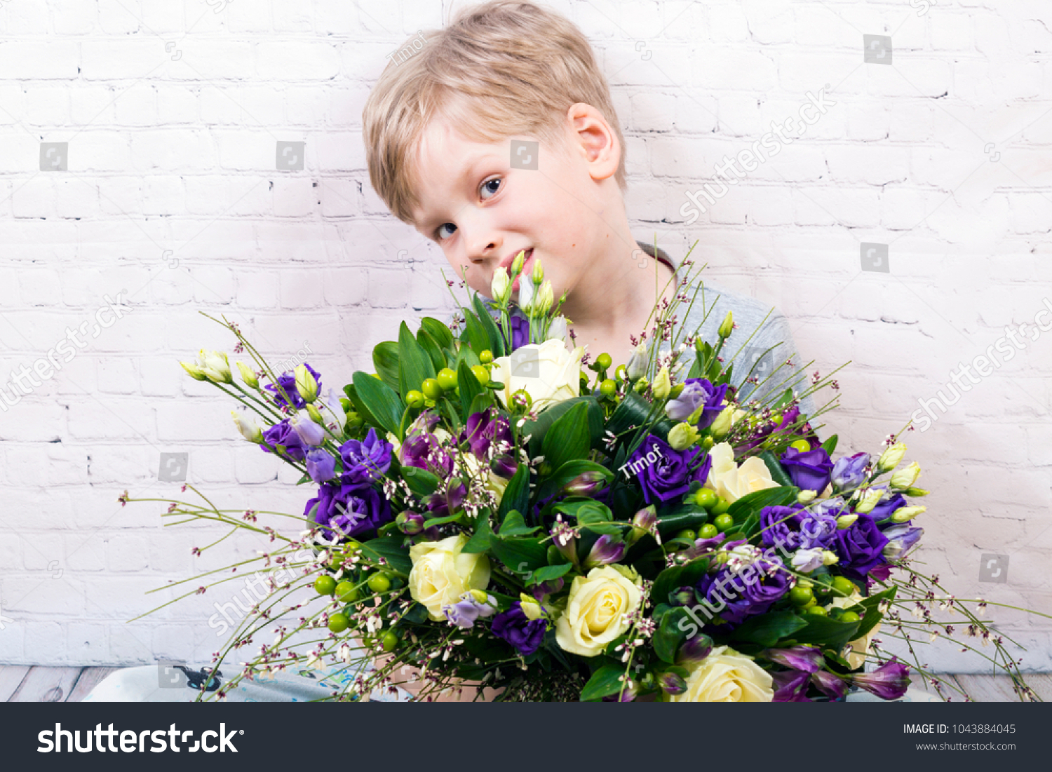 little boy flowers