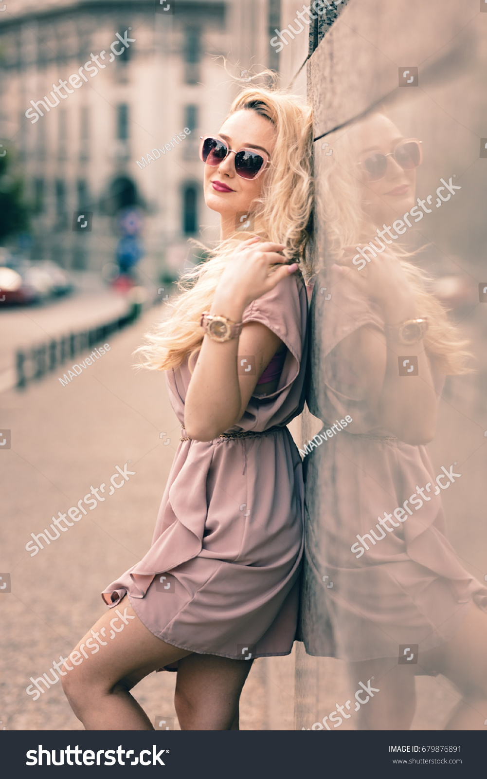 Blonde model in see through sun dress Exact Blonde model in see through sun dress join