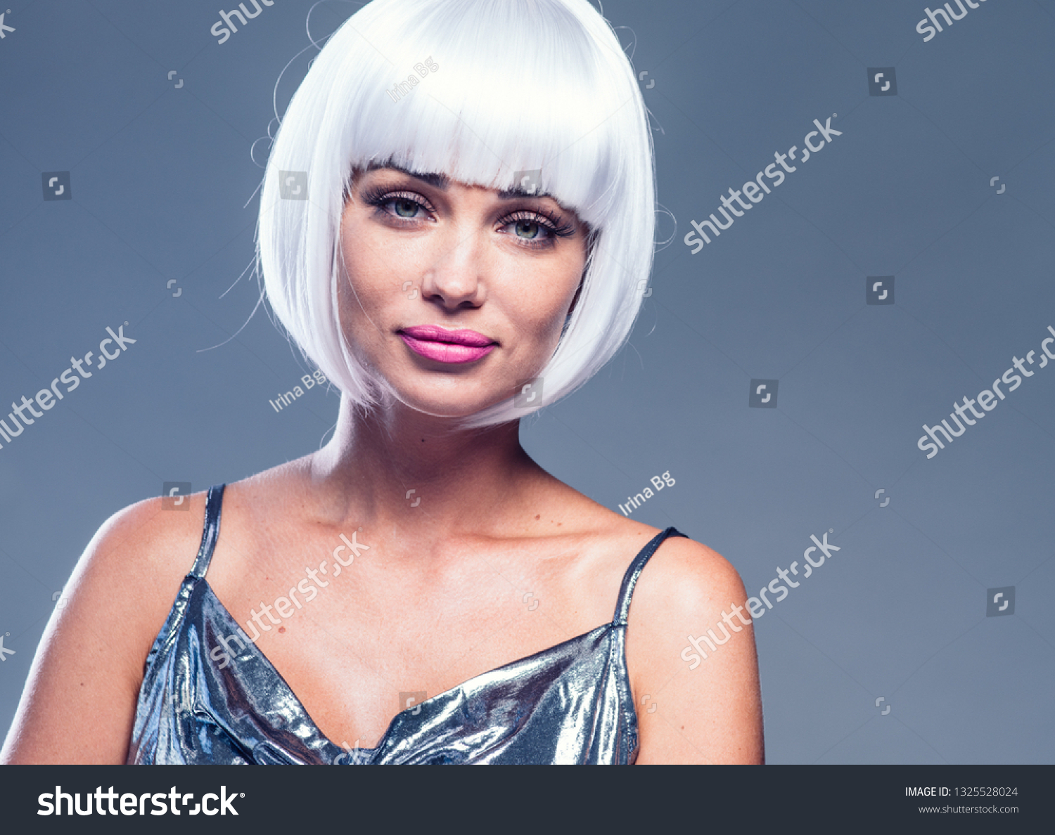 Blonde Woman Disco Short Bob Hair Stock Photo Edit Now 1325528024