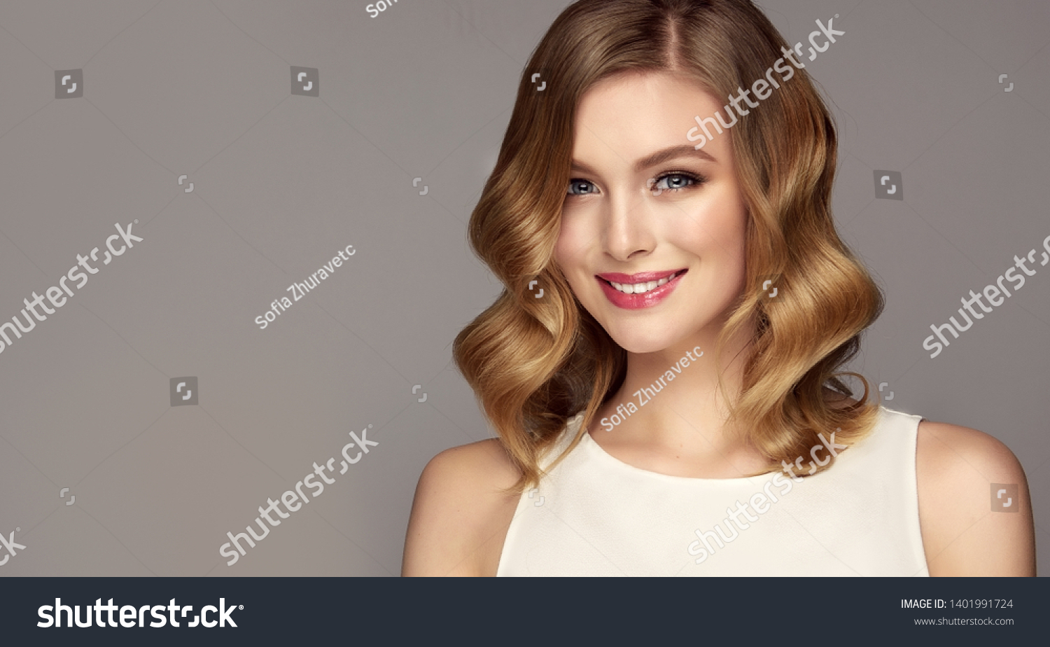 Blonde Woman Curly Beautiful Hair On Stock Photo Edit Now