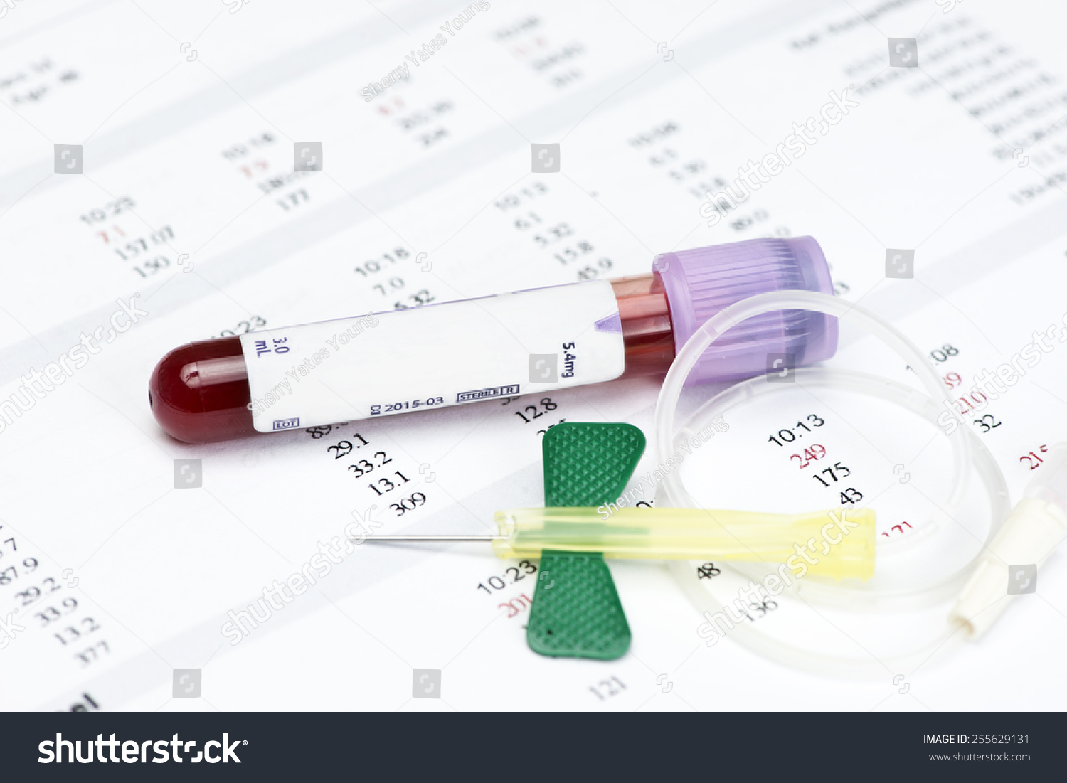 Blood Sample In Lavender Collection Tube With Catheter And Hematology ...