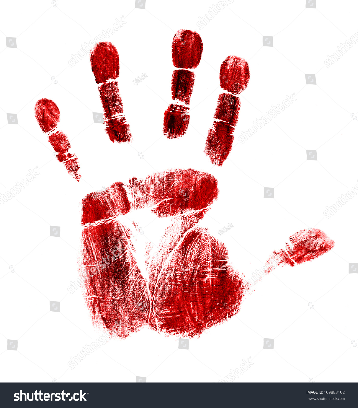 Bloody Handprint Isolated On White Background Stock Photo 109883102 ...