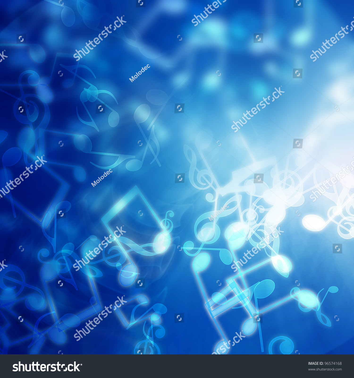 Blue Abstract Background Music Notes Stock Illustration 96574168