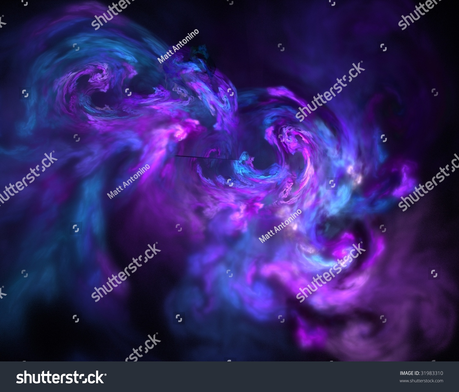 Blue And Purple Space Chaos Over Black Background Fractal Wallpaper ...