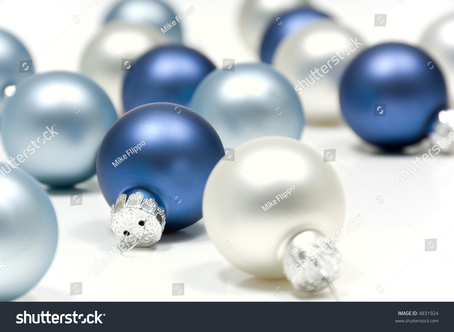 Blue Silver Christmas Balls On White Stock Photo 4831924 | Shutterstock