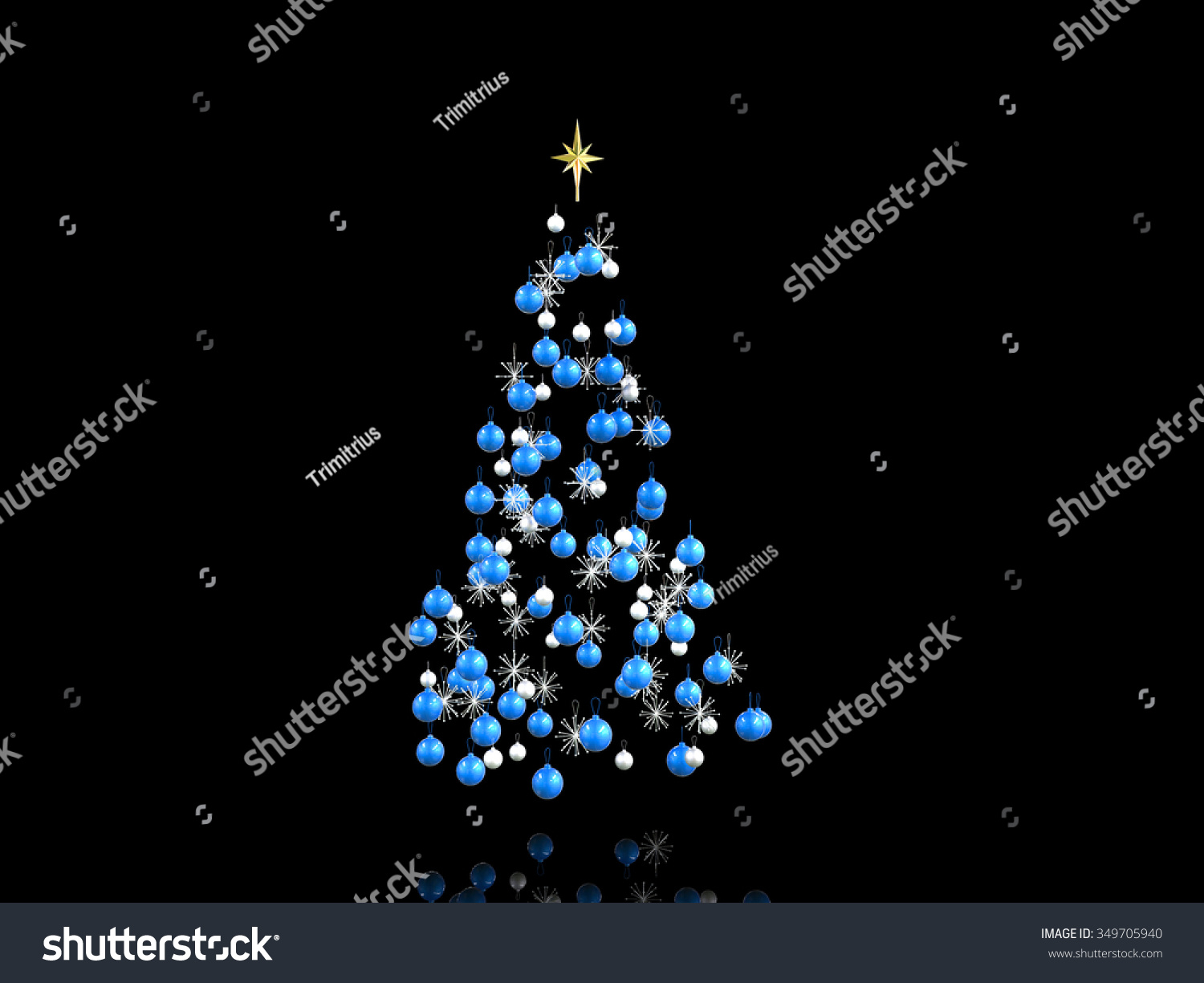 Blue Silver Christmas Decorations Isolated On Stock Illustration 349705940