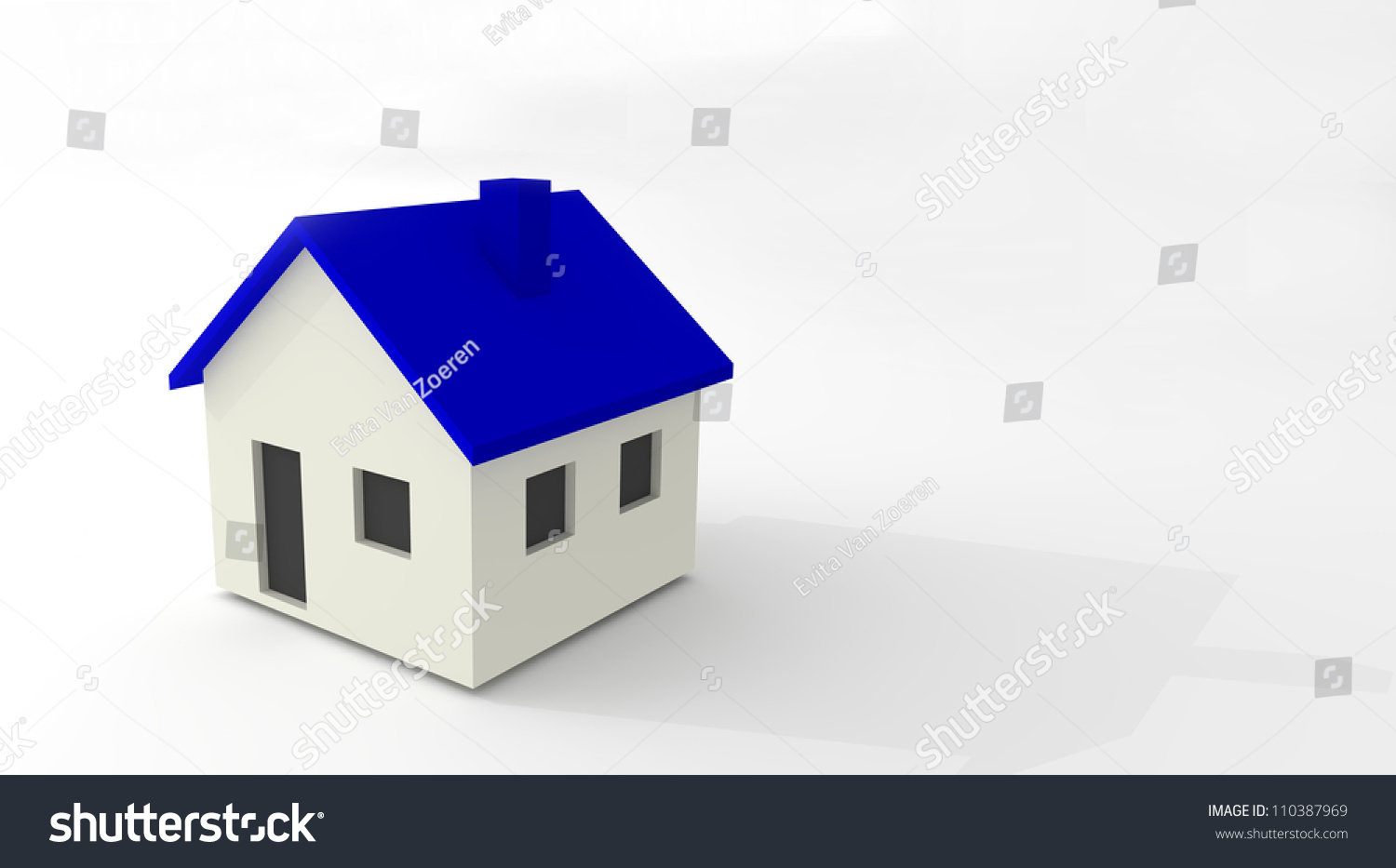 Blue White House Simple Stock Illustration 110387969