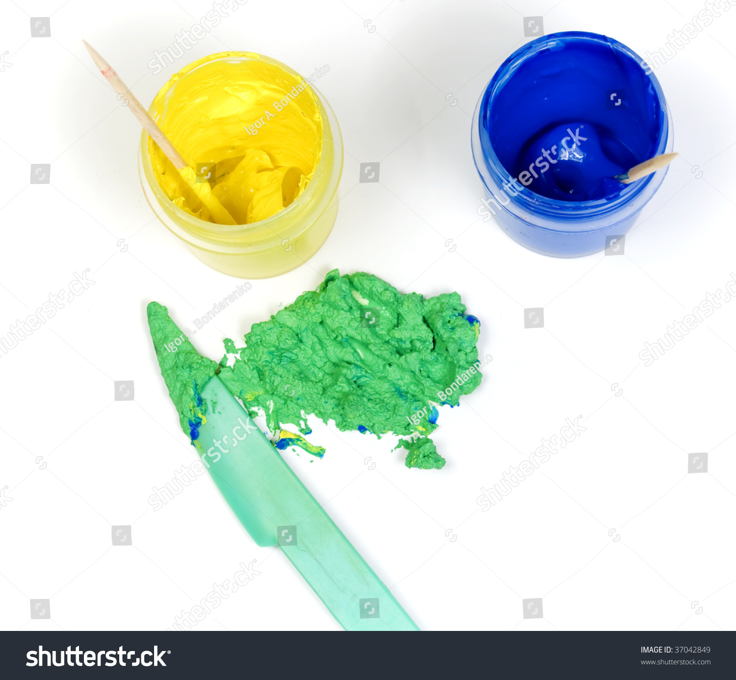 Download Blue Yellow Jars Paint Mixed Make Education Stock Image 37042849 PSD Mockup Templates